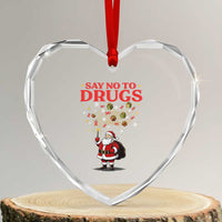 Santa Christmas Heart Crystal Glass Ornament AIDS Awwanrness Red Ribbon HIV Support - Wonder Print Shop