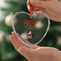 Santa Christmas Heart Crystal Glass Ornament AIDS Awwanrness Red Ribbon HIV Support - Wonder Print Shop