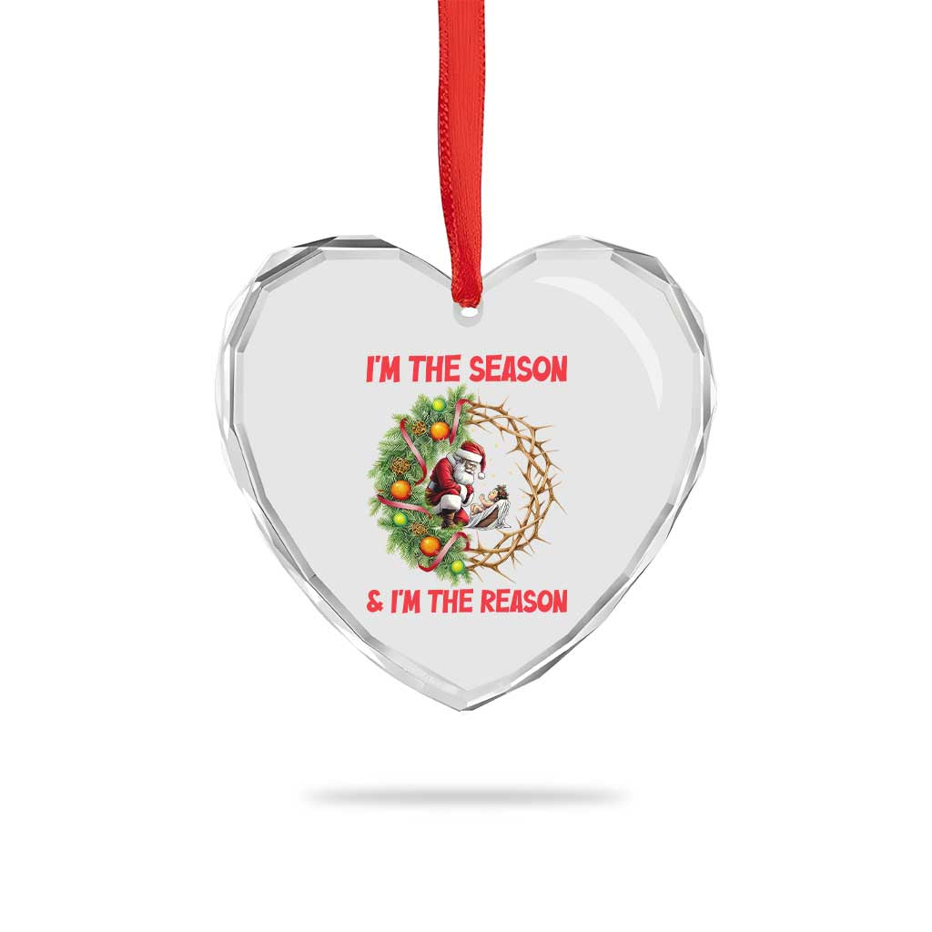 Santa Christmas Heart Crystal Glass Ornament Baby Jesus Christian Xmas - Wonder Print Shop