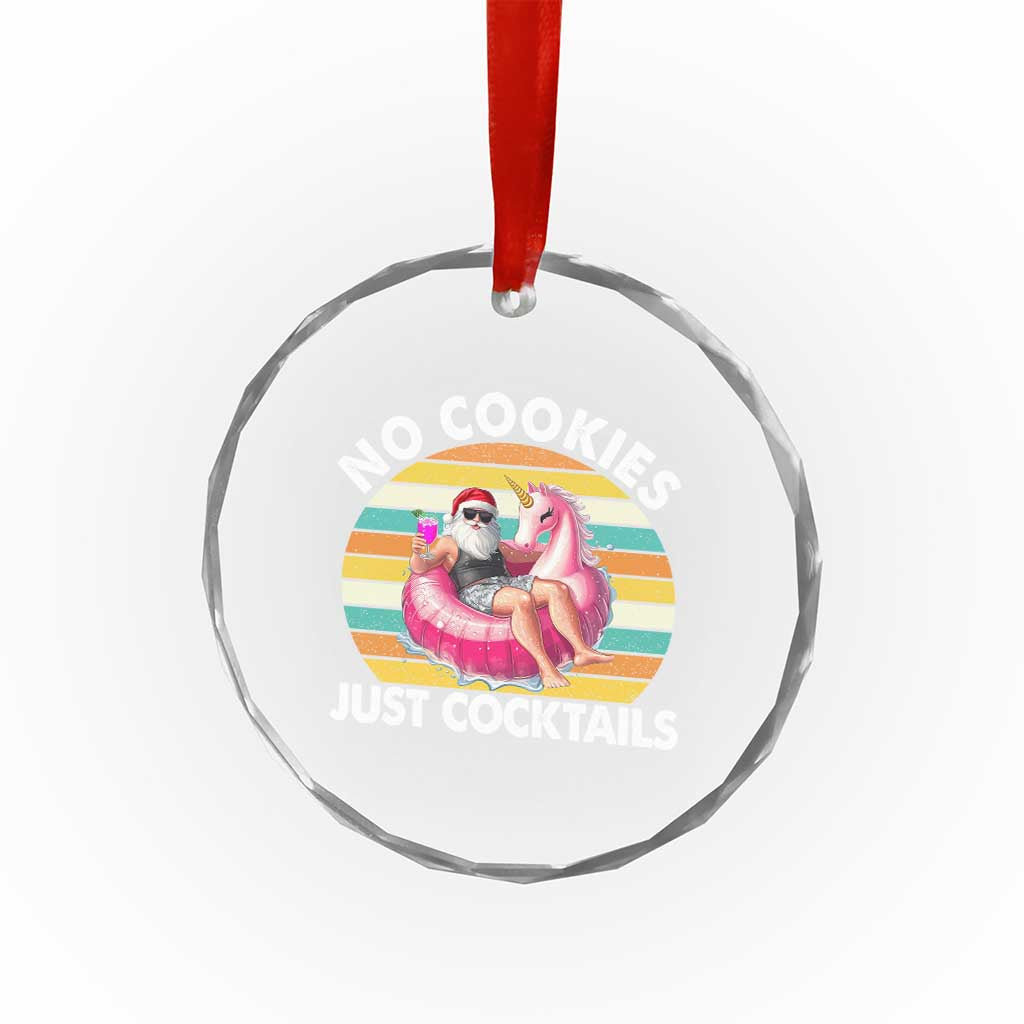 Santa Christmas In July Crystal Glass Ornament No Cookies Just Cocktails Flamingo Summer Beach Hawaii - Wonder Print Shop