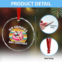 Santa Christmas In July Crystal Glass Ornament No Cookies Just Cocktails Flamingo Summer Beach Hawaii - Wonder Print Shop