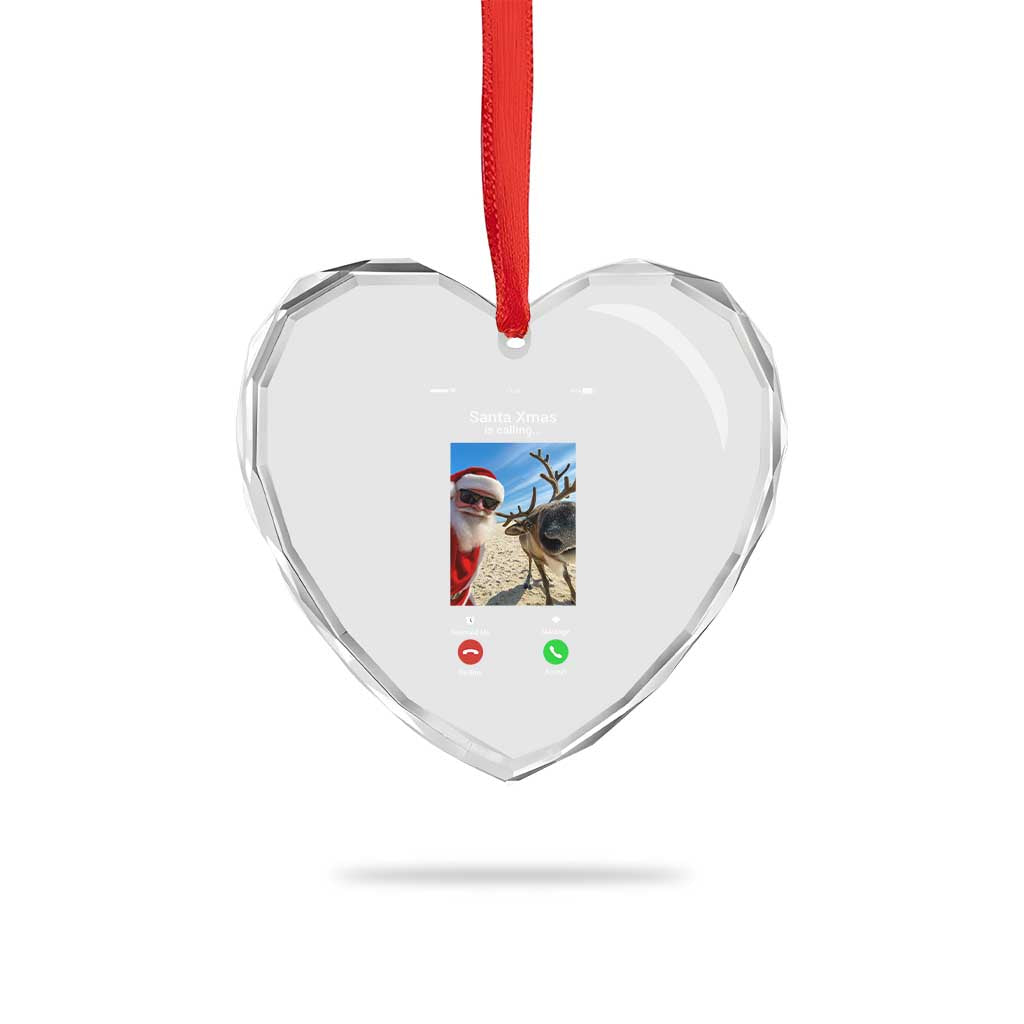 Santa Christmas Meme Heart Crystal Glass Ornament Reindeer Video Call - Wonder Print Shop