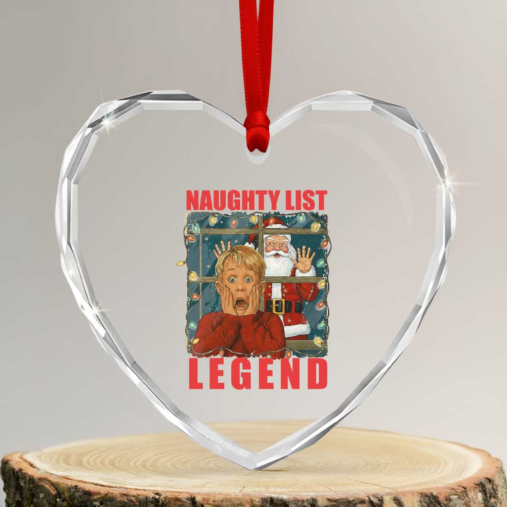Santa Christmas Movie Funny Heart Crystal Glass Ornament Naughty List Legend - Wonder Print Shop