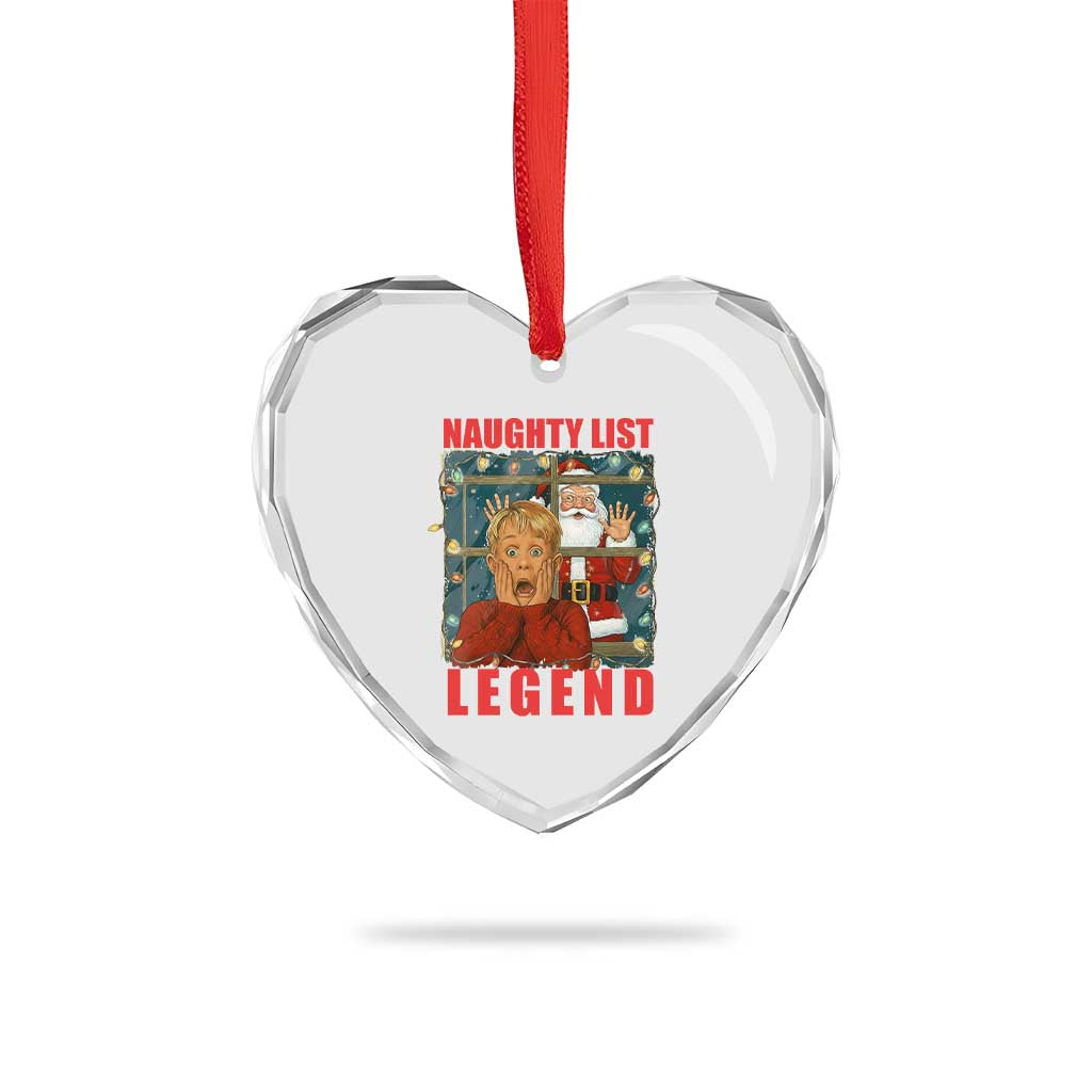 Santa Christmas Movie Funny Heart Crystal Glass Ornament Naughty List Legend - Wonder Print Shop