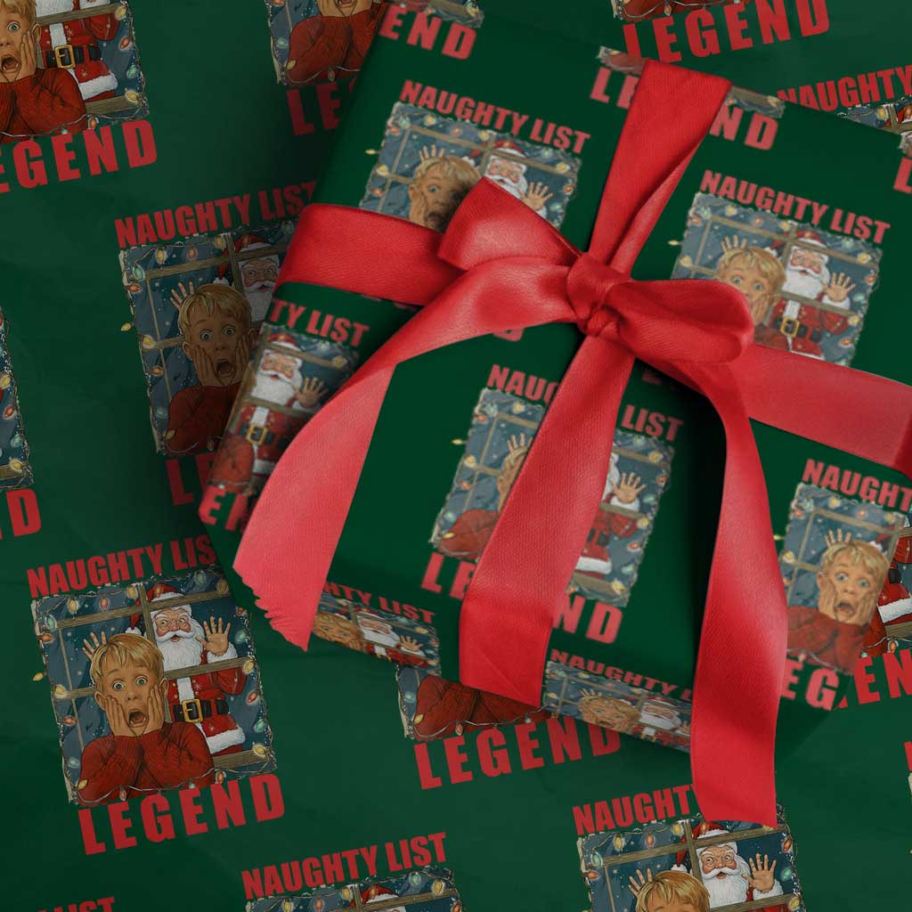 Santa Christmas Movie Funny Wrapping Paper Roll Naughty List Legend - Wonder Print Shop