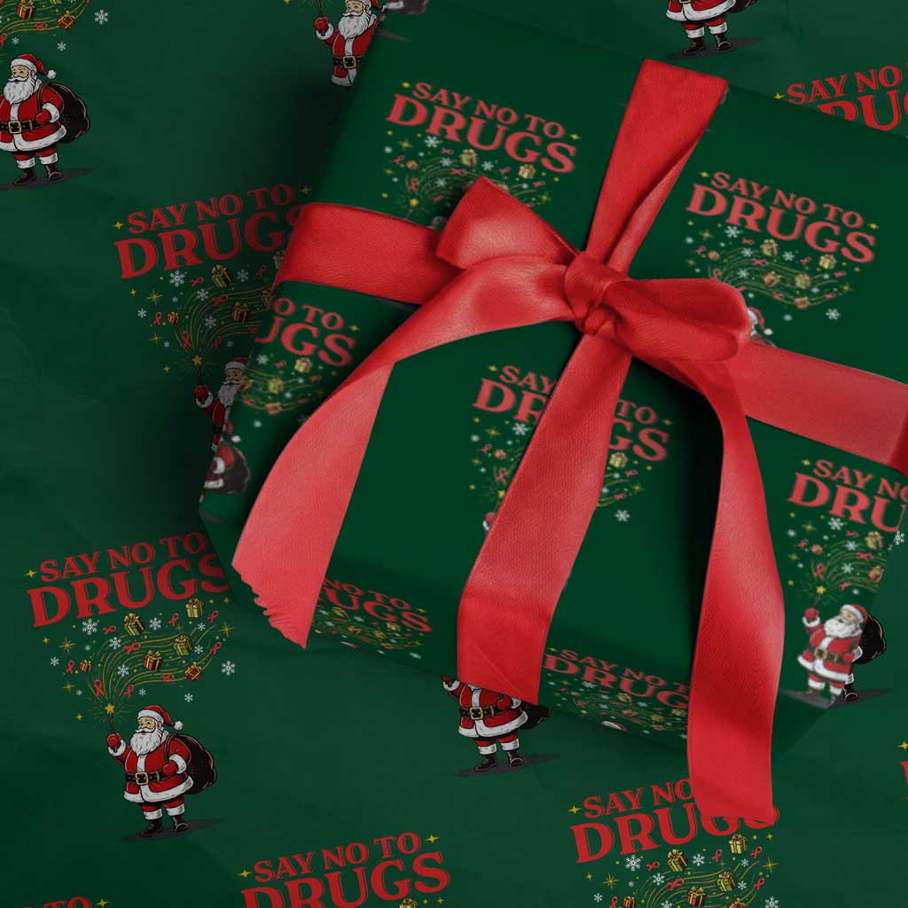 Santa Christmas Wrapping Paper Roll AIDS Awwanrness Red Ribbon HIV Support - Wonder Print Shop