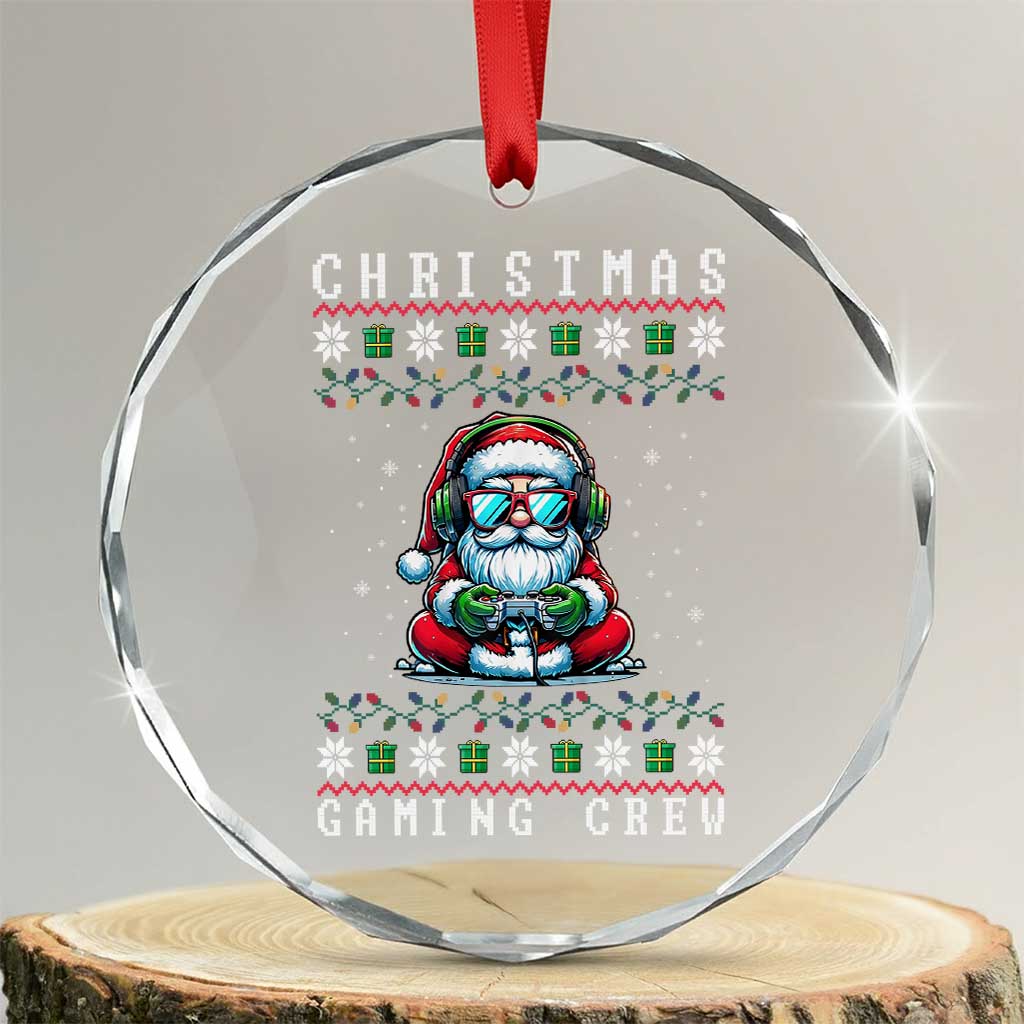 Santa Claus Gamer Crystal Glass Ornament Christmas Gmaing Crew - Wonder Print Shop