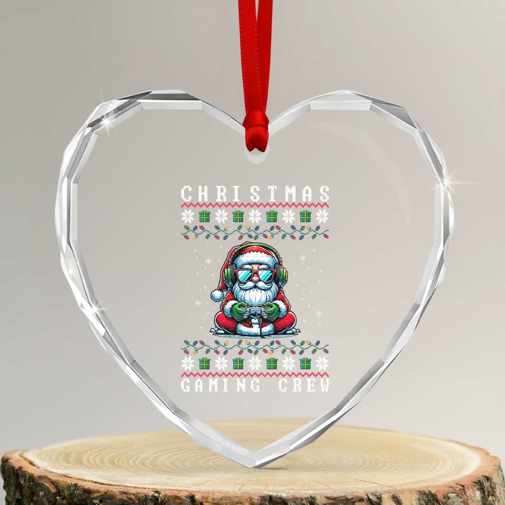 Santa Claus Gamer Heart Crystal Glass Ornament Christmas Gmaing Crew - Wonder Print Shop