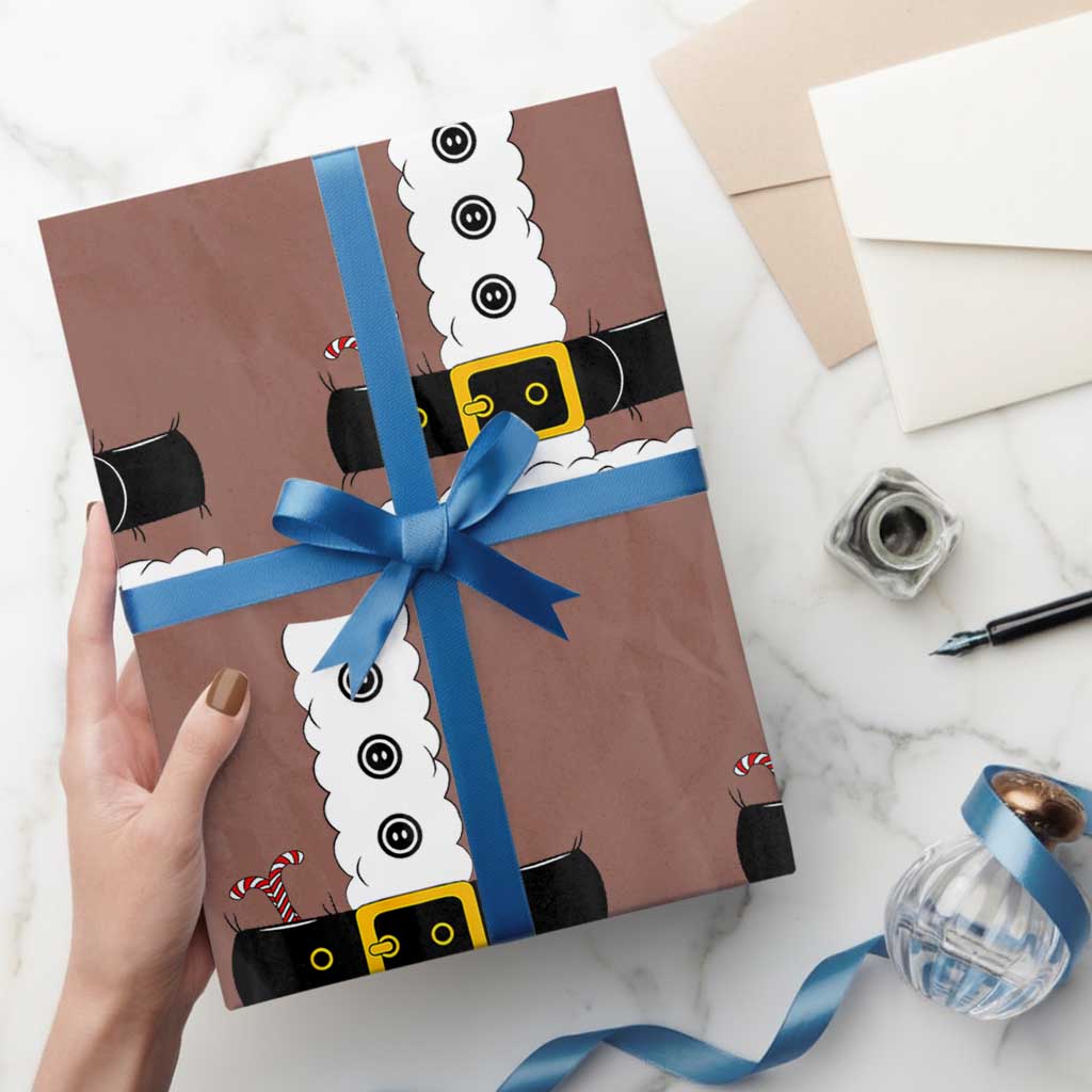 Santa Claus Suit Costume Wrapping Paper Roll Retro Festive Christmas Vibe