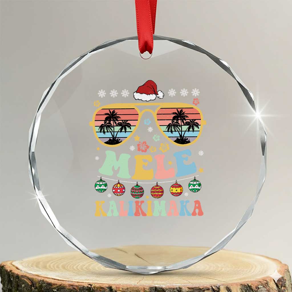 Santa Claus Sunglasses Beach Xmas In Hawaii Family Vacation Crystal Glass Ornament Mele Kalikimaka TS10