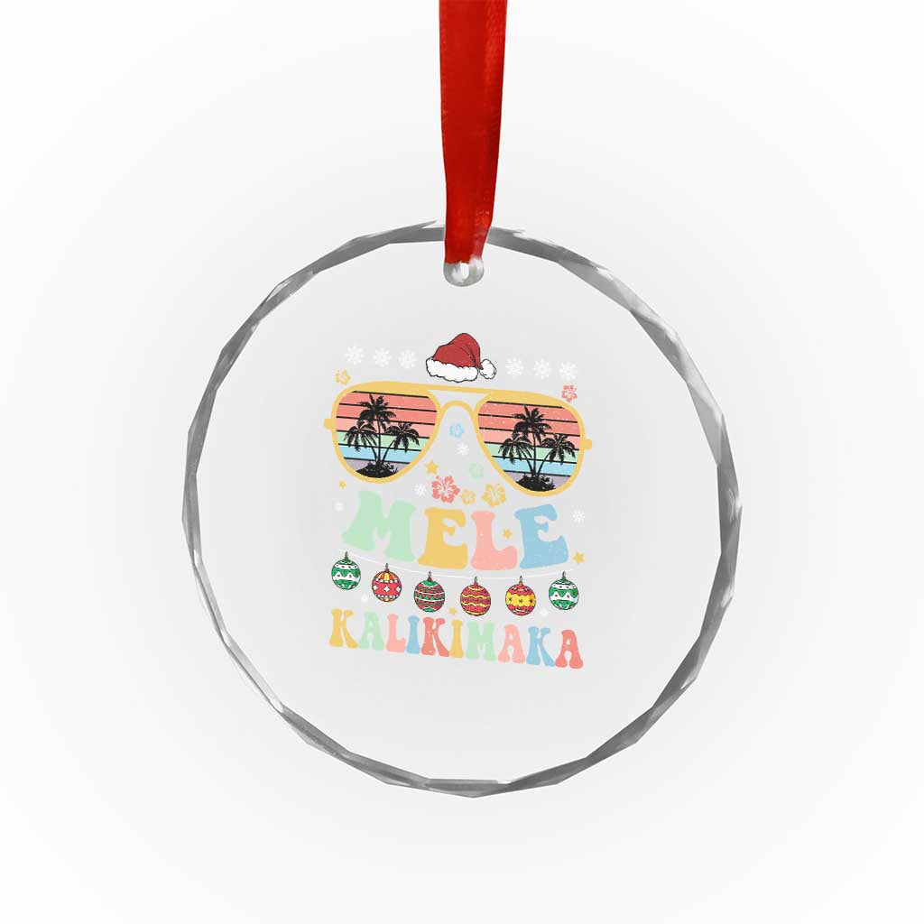 Santa Claus Sunglasses Beach Xmas In Hawaii Family Vacation Crystal Glass Ornament Mele Kalikimaka TS10