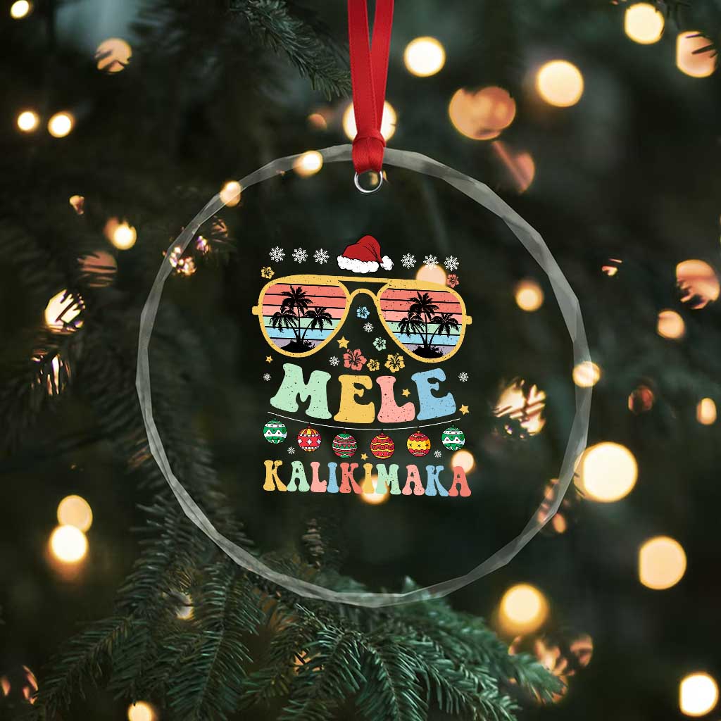 Santa Claus Sunglasses Beach Xmas In Hawaii Family Vacation Crystal Glass Ornament Mele Kalikimaka TS10