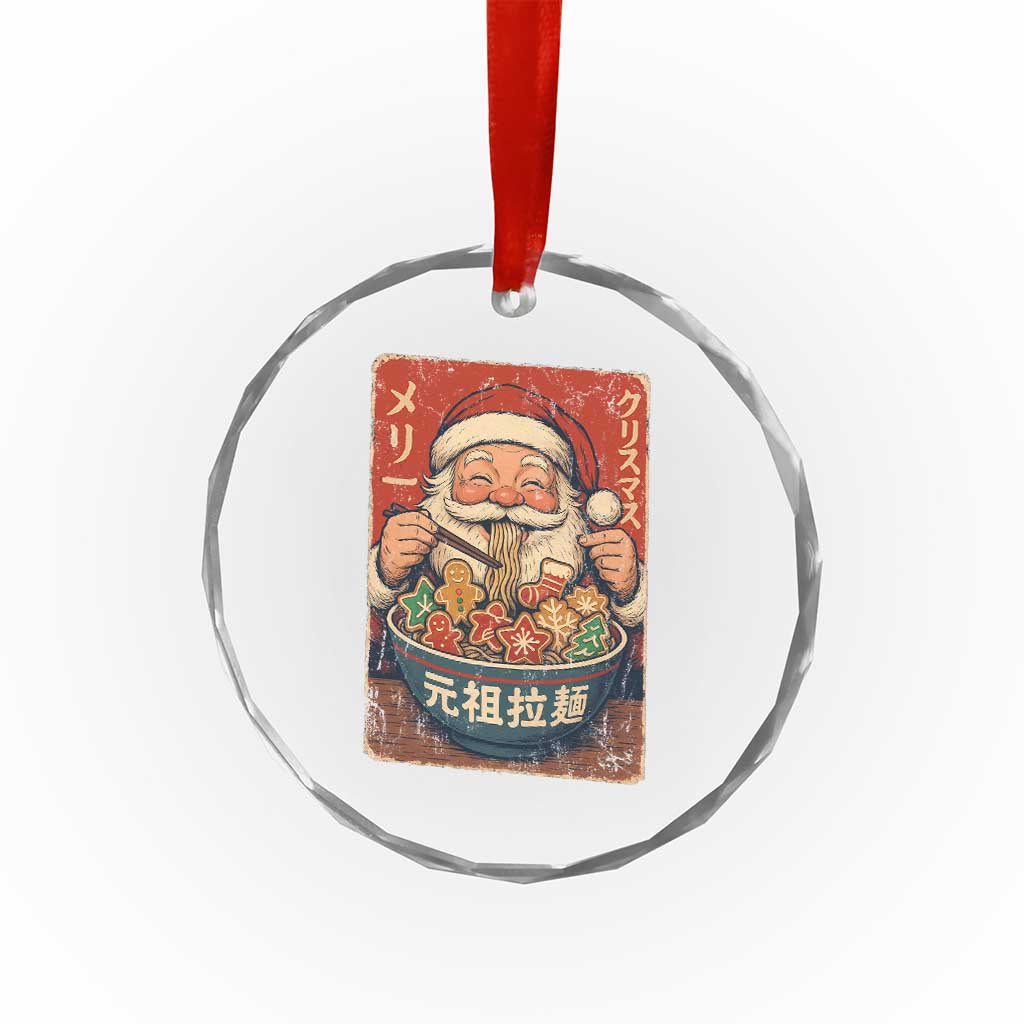 Santa Eating Ramen Noodles Japanese Christmas Crystal Glass Ornament - Wonder Print Shop