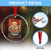 Santa Eating Ramen Noodles Japanese Christmas Crystal Glass Ornament - Wonder Print Shop