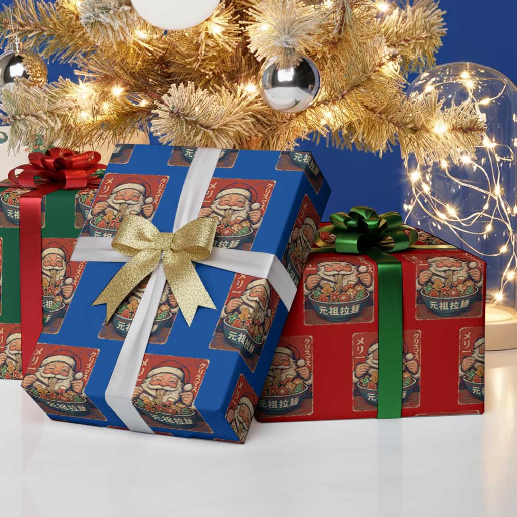 Santa Eating Ramen Noodles Japanese Christmas Wrapping Paper Roll - Wonder Print Shop