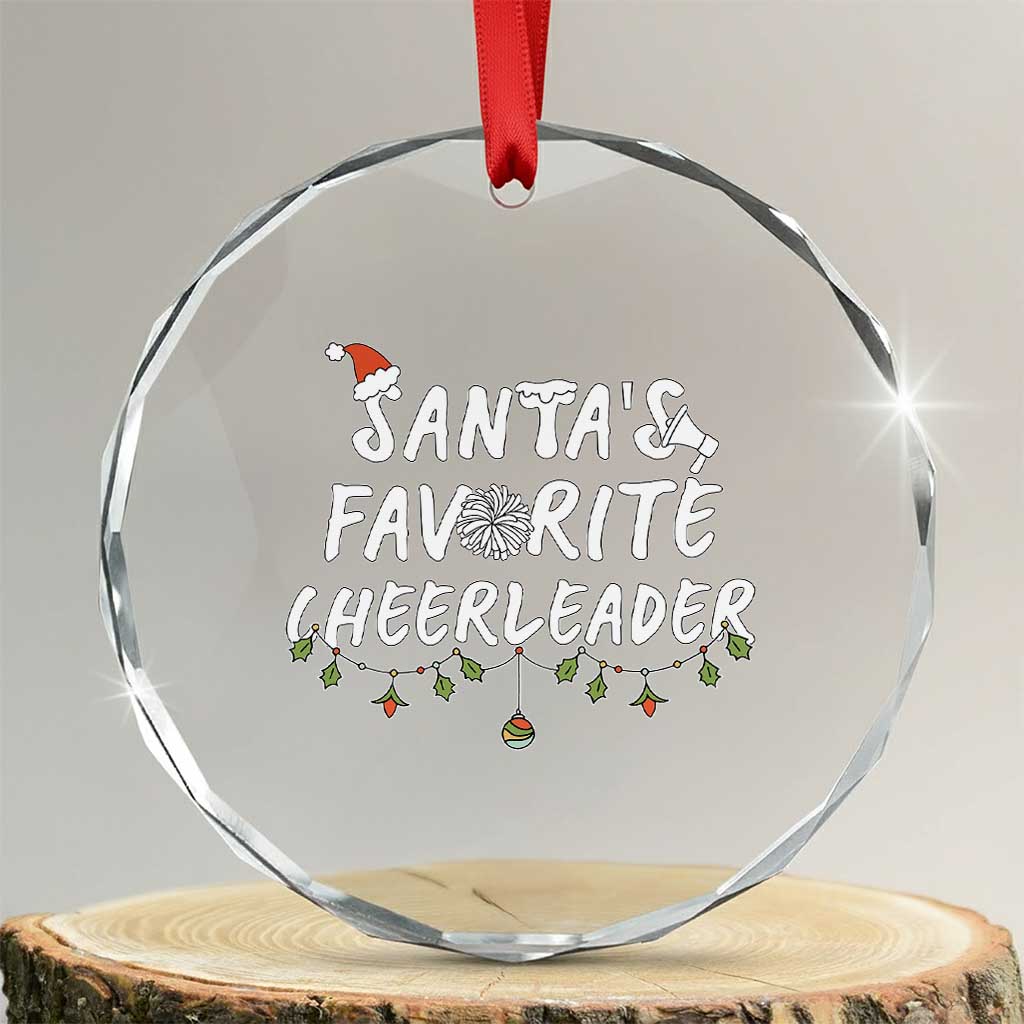 Santa Favorite Cheerleader Crystal Glass Ornament Christmas Cheerleading Gift - Wonder Print Shop