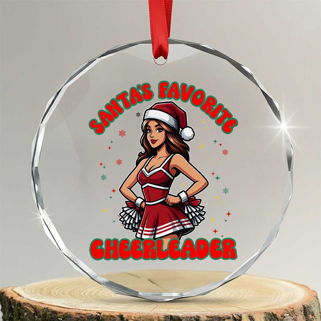 Santa Favorite Cheerleader Crystal Glass Ornament Funny Christmas Cheer Gift - Wonder Print Shop