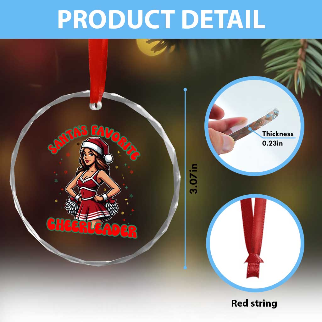 Santa Favorite Cheerleader Crystal Glass Ornament Funny Christmas Cheer Gift TS12
