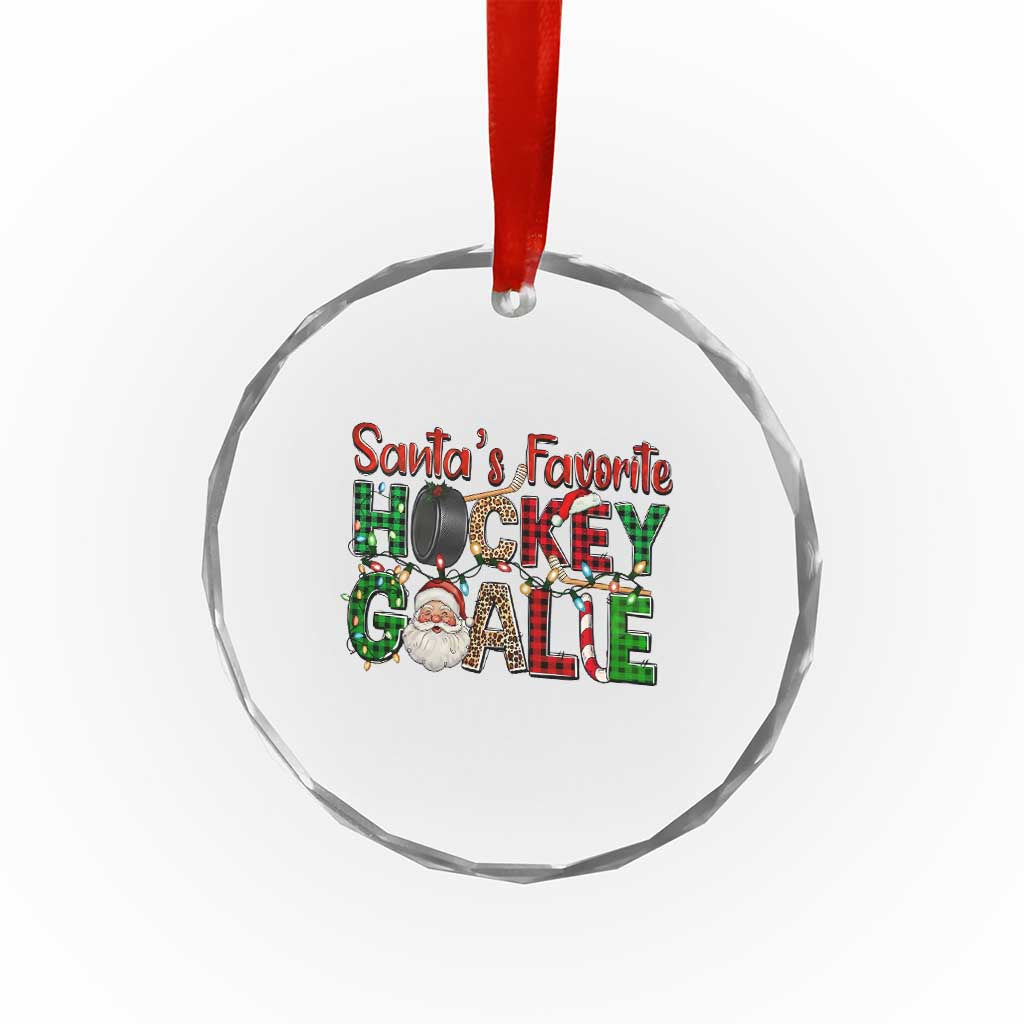 Santa Favorite Hockey Goalie Crystal Glass Ornament Funny Christmas Gift - Wonder Print Shop