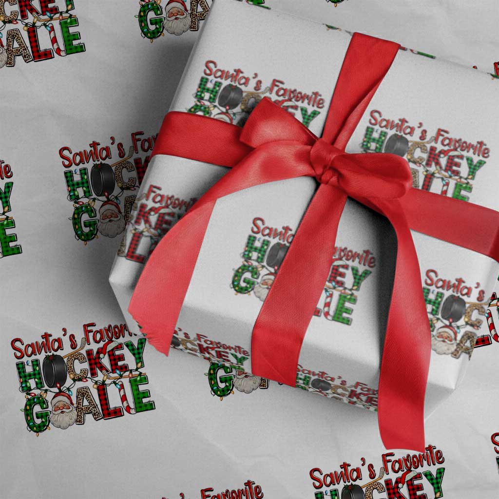 Santa Favorite Hockey Goalie Wrapping Paper Roll Funny Christmas Gift - Wonder Print Shop
