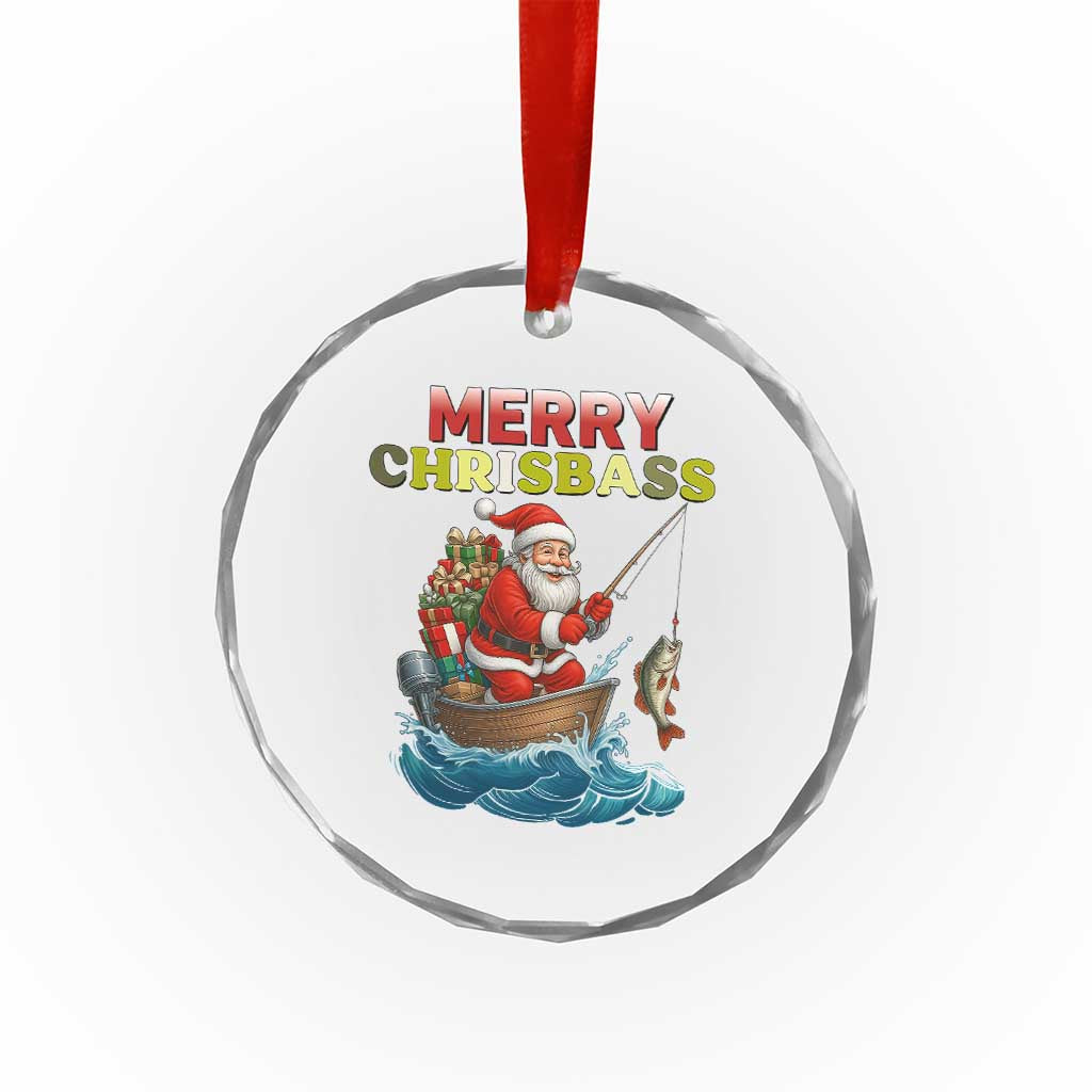 Santa Fishing Christmas Crystal Glass Ornament Funny Fisherman Merry Chrisbass Xmas TS14
