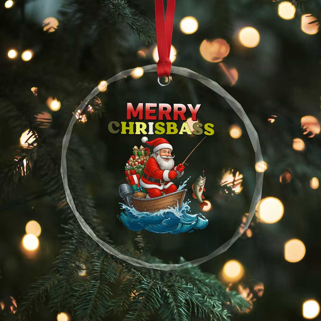 Santa Fishing Christmas Crystal Glass Ornament Funny Fisherman Merry Chrisbass Xmas TS14