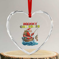 Santa Fishing Christmas Heart Crystal Glass Ornament Funny Fisherman Merry Chrisbass Xmas - Wonder Print Shop