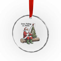 Santa Fishing Chritsmas Crystal Glass Ornament Funny Fisherman Xmas - Wonder Print Shop