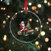 Santa Fishing Chritsmas Crystal Glass Ornament Funny Fisherman Xmas - Wonder Print Shop