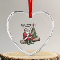 Santa Fishing Chritsmas Heart Crystal Glass Ornament Funny Fisherman Xmas - Wonder Print Shop