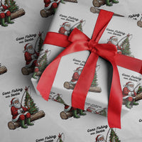Santa Fishing Chritsmas Wrapping Paper Roll Funny Fisherman Xmas - Wonder Print Shop
