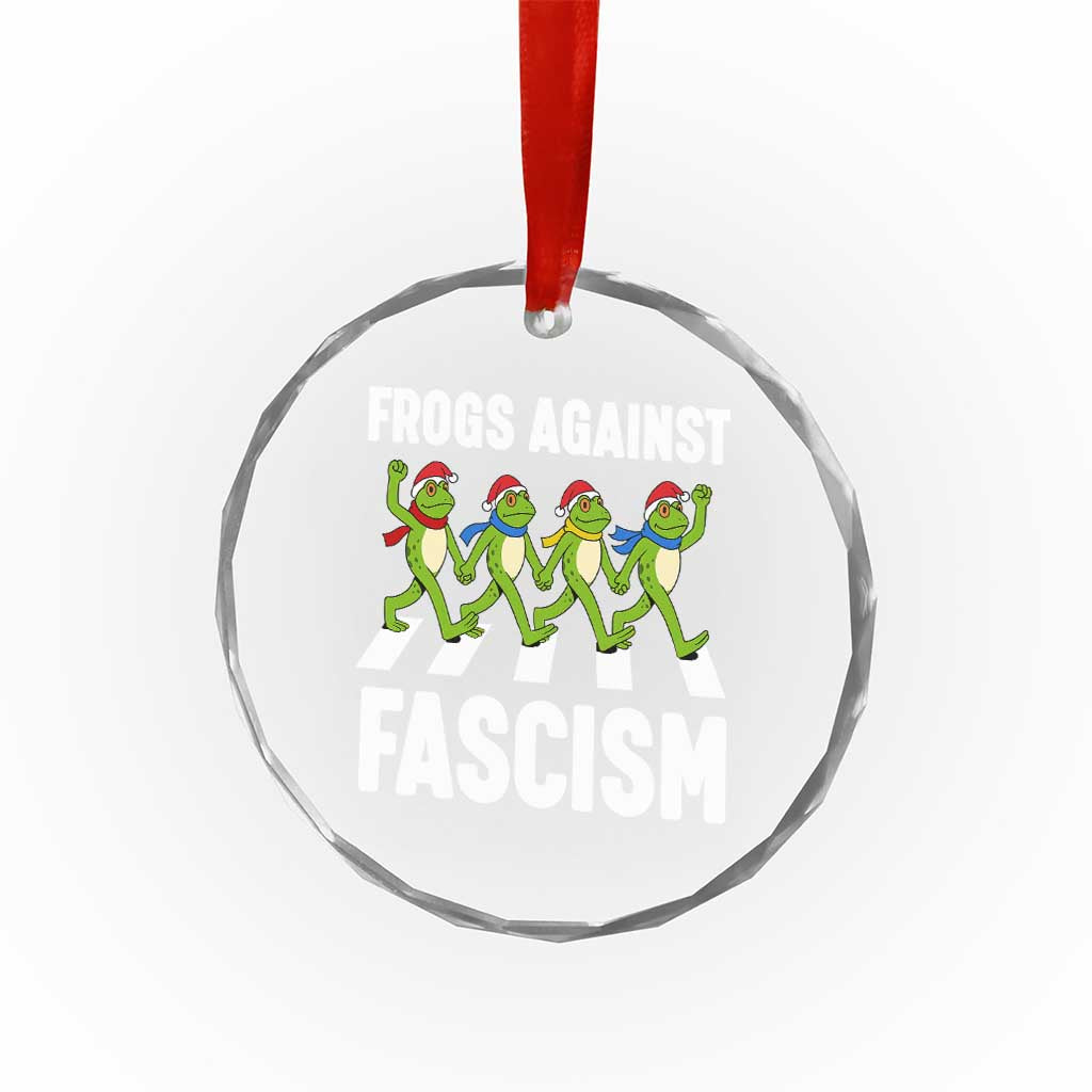 Santa Frog Against Fascism Crystal Glass Ornament Christmas Holiday Frogs Band Resistance Protest - Wonder Print Shop