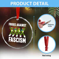 Santa Frog Against Fascism Crystal Glass Ornament Christmas Holiday Frogs Band Resistance Protest - Wonder Print Shop