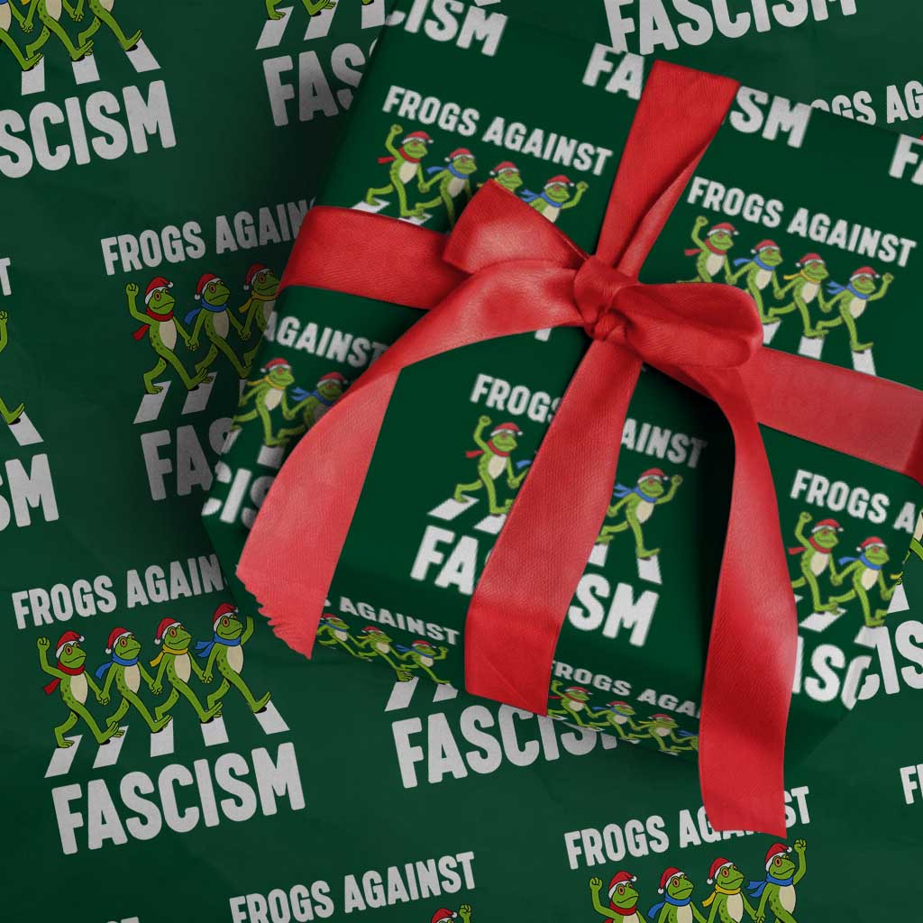 Santa Frog Against Fascism Wrapping Paper Roll Xmas Holiday Frogs Band Resistance Protest - Wonder Print Shop