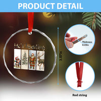 Santa Funny Xmas Hunter Look Crystal Glass Ornament He Is Hunting TS12