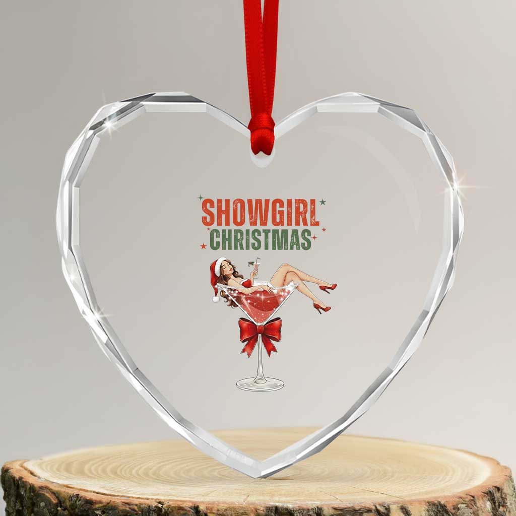 Santa Girls Christmas Heart Crystal Glass Ornament - Wonder Print Shop