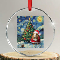 Santa Guinea Pig Starry Night Inspired Crystal Glass Ornament Funny Christmas Gift - Wonder Print Shop
