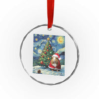 Santa Guinea Pig Starry Night Inspired Crystal Glass Ornament Funny Christmas Gift - Wonder Print Shop