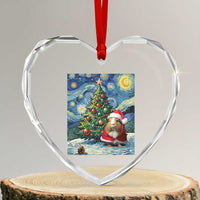 Santa Guinea Pig Starry Night Inspired Heart Crystal Glass Ornament Funny Christmas Gift - Wonder Print Shop