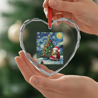 Santa Guinea Pig Starry Night Inspired Heart Crystal Glass Ornament Funny Christmas Gift - Wonder Print Shop