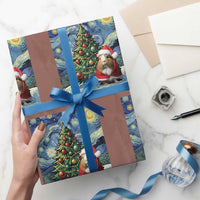Santa Guinea Pig Starry Night Inspired Wrapping Paper Roll Funny Christmas Gift - Wonder Print Shop
