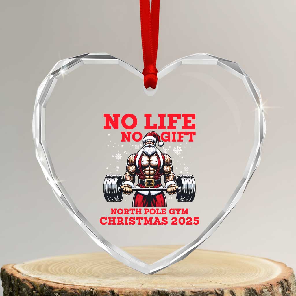 Santa Gym Christmas Heart Crystal Glass Ornament Lifting Swole Santa Ugly Xmas - Wonder Print Shop