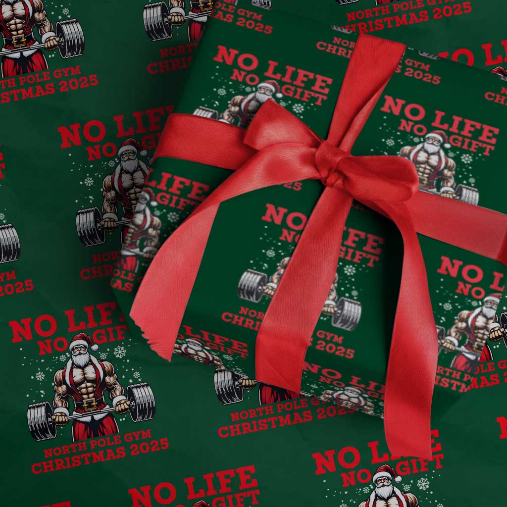 Santa Gym Christmas Wrapping Paper Roll Lifting Swole Santa Ugly Xmas - Wonder Print Shop