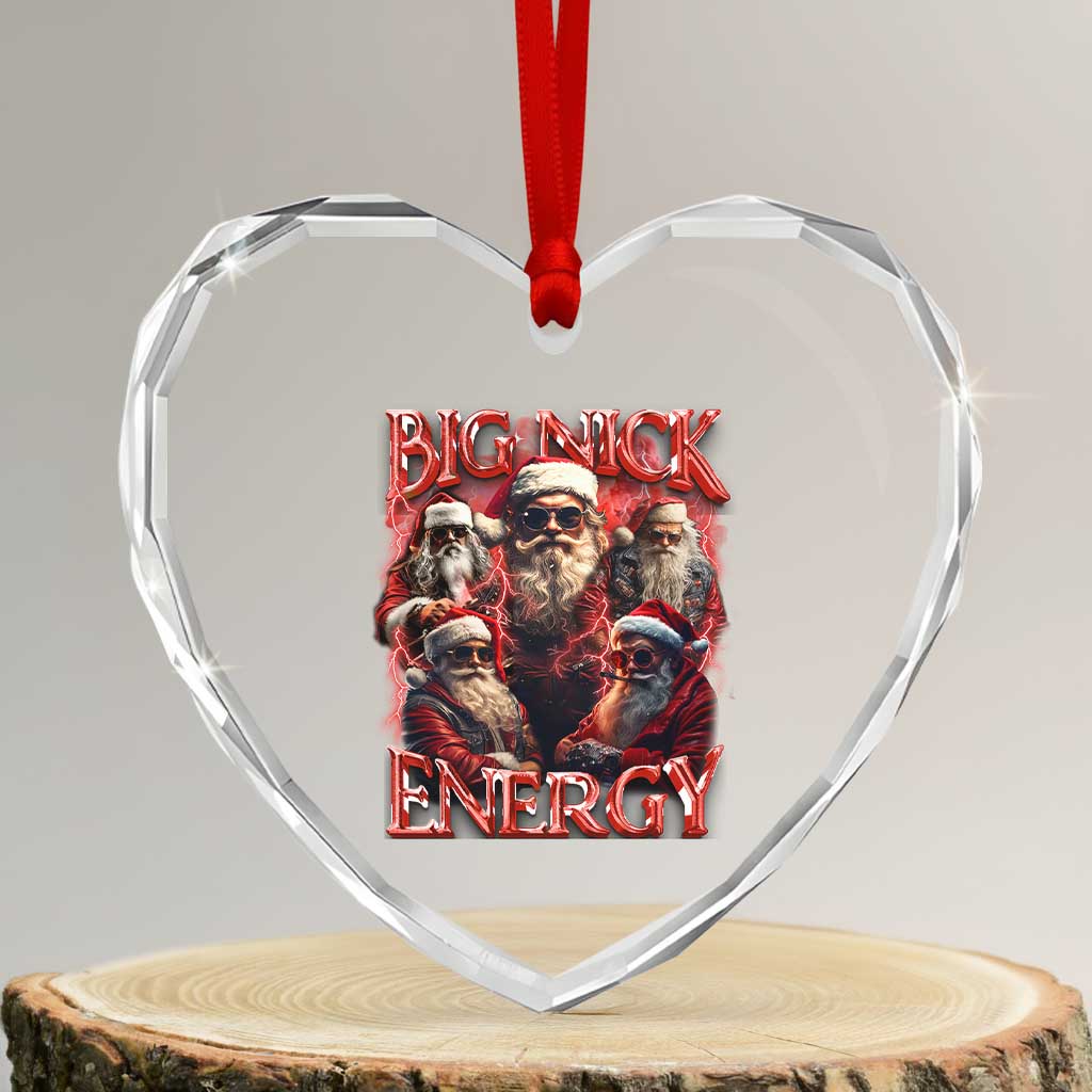 Santa Heart Crystal Glass Ornament Big Nick Energy Bootleg Rap Tee - Wonder Print Shop