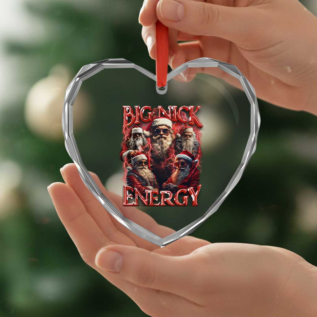 Santa Heart Crystal Glass Ornament Big Nick Energy Bootleg Rap Tee - Wonder Print Shop
