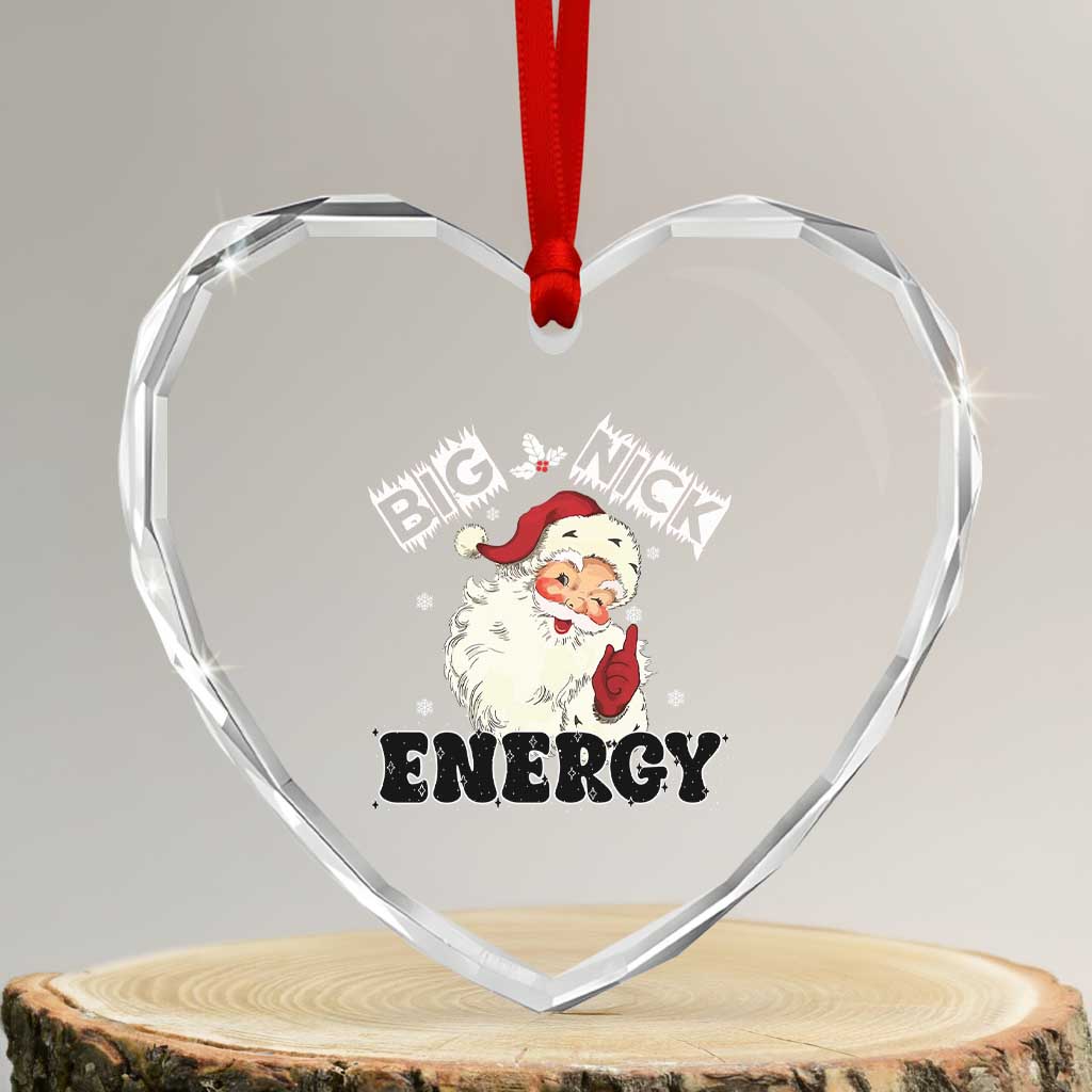 Santa Heart Crystal Glass Ornament Big Nick Energy Vintage Holiday - Wonder Print Shop