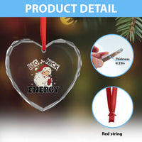 Santa Heart Crystal Glass Ornament Big Nick Energy Vintage Holiday - Wonder Print Shop