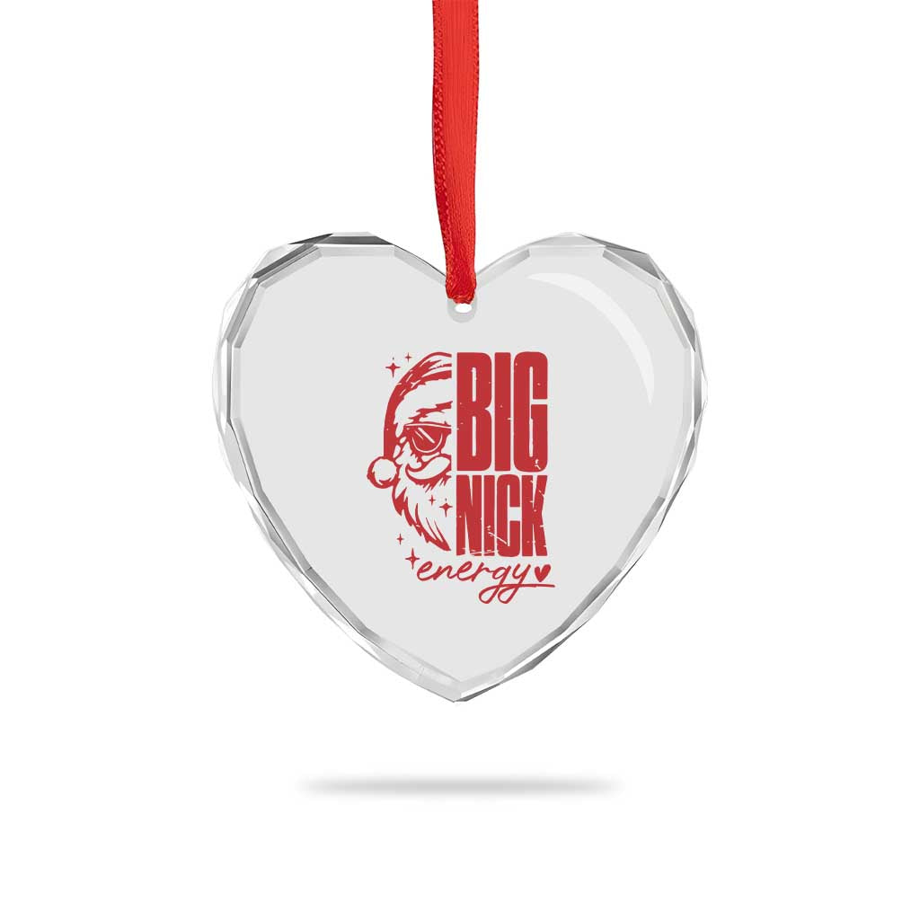 Santa Heart Crystal Glass Ornament Fun Retro Big Nick Energy - Wonder Print Shop