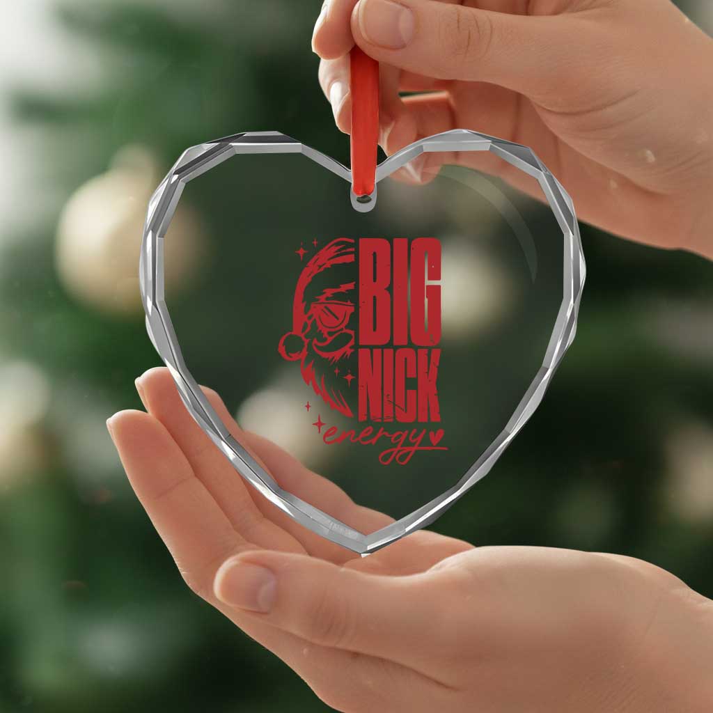 Santa Heart Crystal Glass Ornament Fun Retro Big Nick Energy - Wonder Print Shop