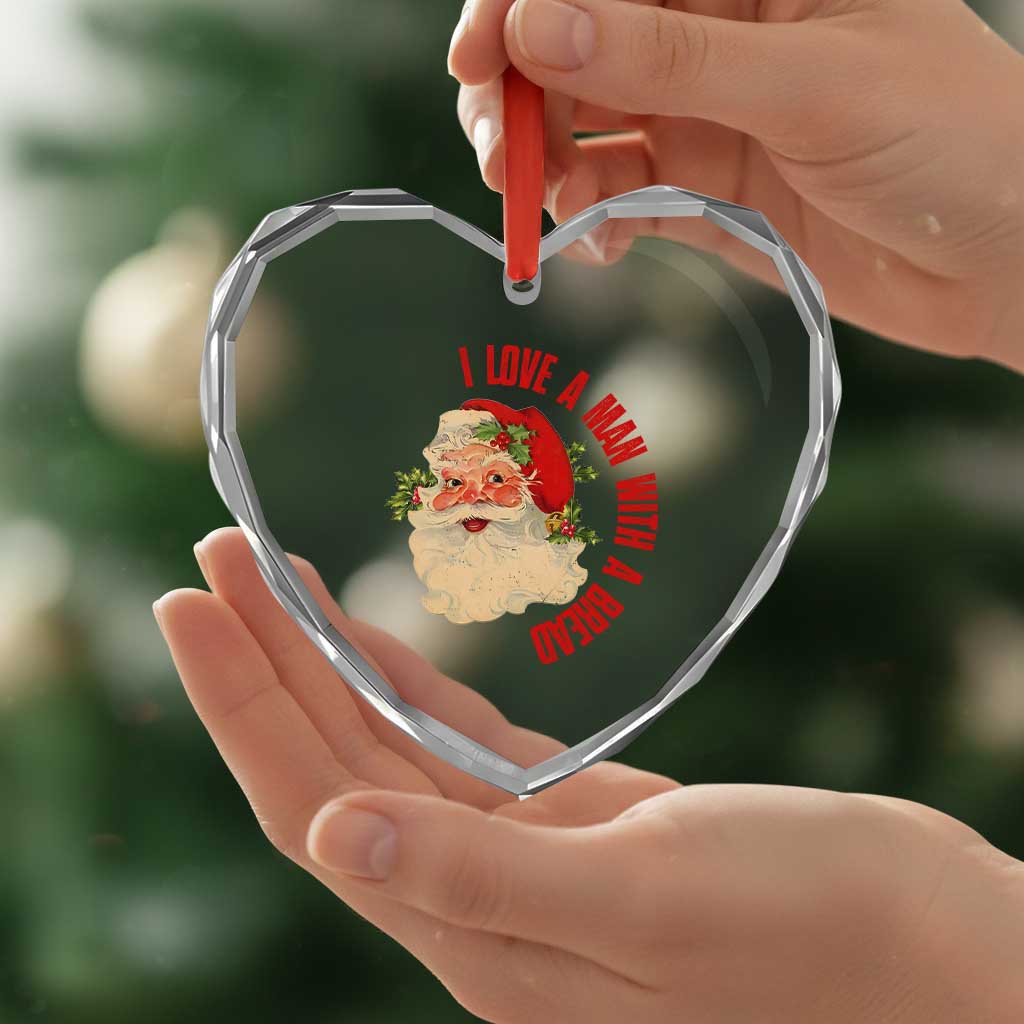 Santa Heart Crystal Glass Ornament Fun Retro I Love A Man With A Beard - Wonder Print Shop